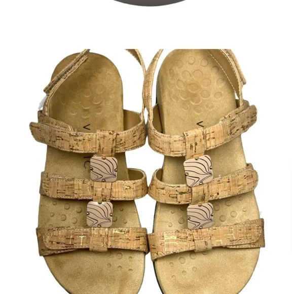 Vionic Orthaheel Amber Strappy Sandal Gold Cork Size 8 - Picture 2 of 3
